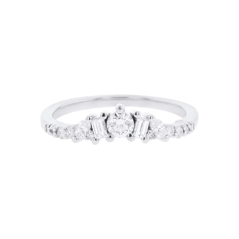 Cushion cut engagement rings for women -Royalty Curved Diamond Ring