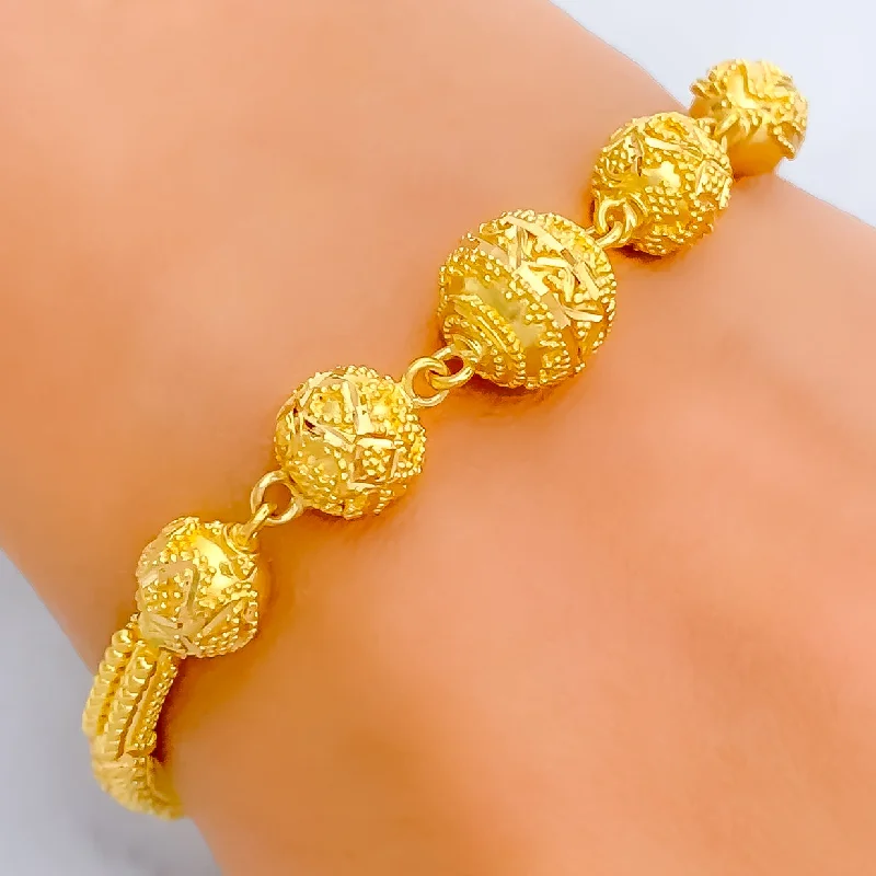 Boho bracelets for women -Classy Ornate 22k Gold Flexi Bangle Bracelet