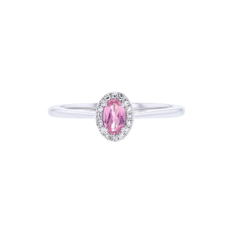 Oval engagement rings for women -Popsicle Pink Tourmaline & Diamond Ring