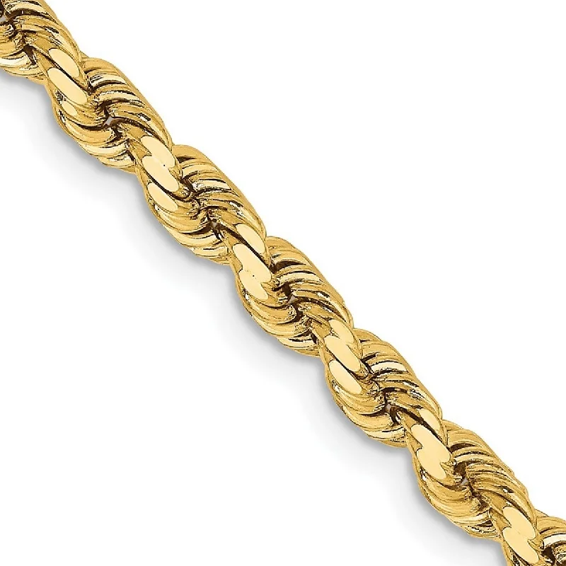 Diamond bracelets for women -Curata 14k Gold 3.75mm Sparkle Cut Rope Chain Bracelet