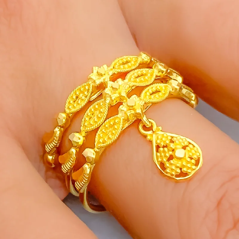 Personalized rings for women -Lovely Elevated 22K Gold Spiral Ring