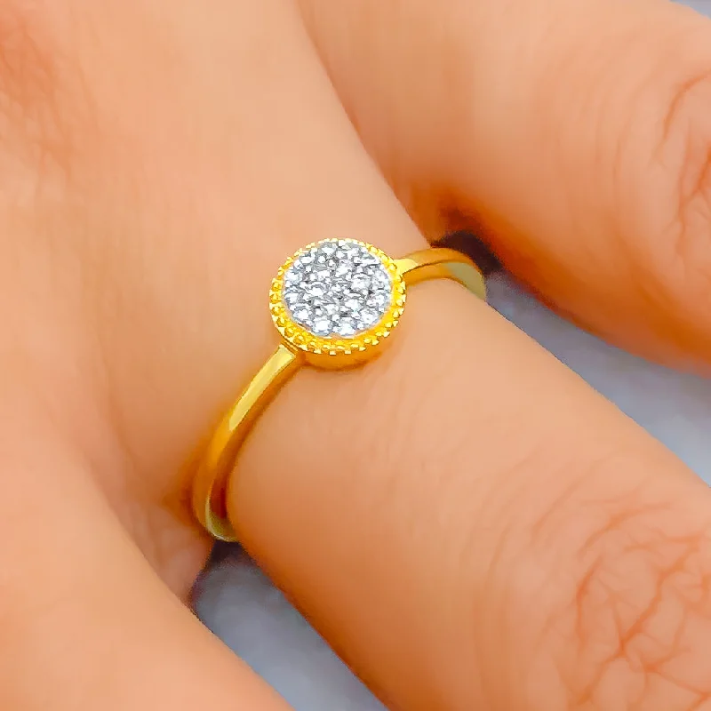 Unique setting engagement rings for women -Dainty Delicate 18K Gold + Pave Setting Diamond Ring