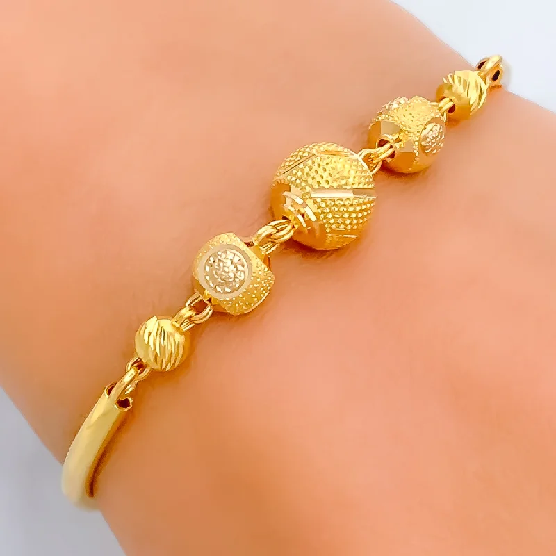 Beaded charm bracelets for women -Magnificent Orb 22k Gold Flexi Bangle Bracelet