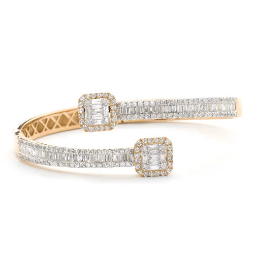 Statement bracelets for women -14KY 4.15CTW DIAMOND CUFF BRACELET - BAGUETTE &