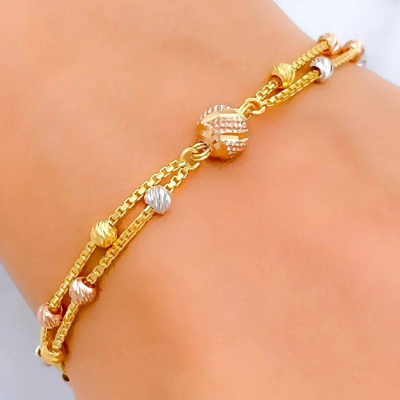 Stackable bracelets for women -Vibrant Attractive 22k Gold Orb Bracelet