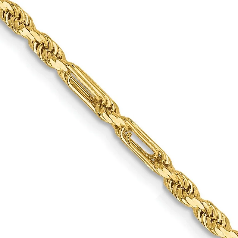 Geometric bracelets for women -Curata 14k Yellow Gold Solid 2.5mm Milano Rope Chain Bracelet Lobster Claw