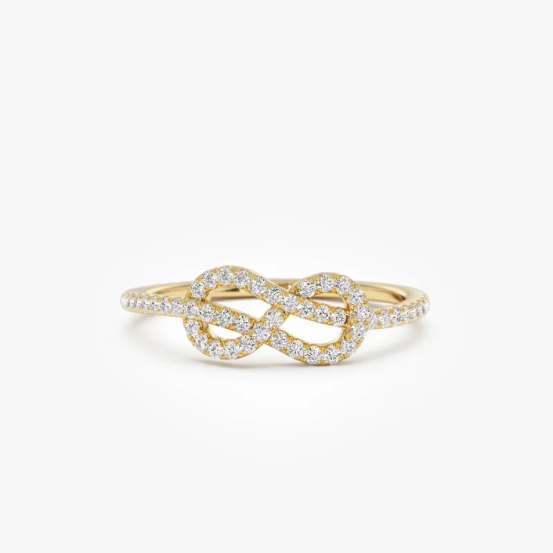 Pear-shaped engagement rings for women -14K Infinity Knot Diamond Ring