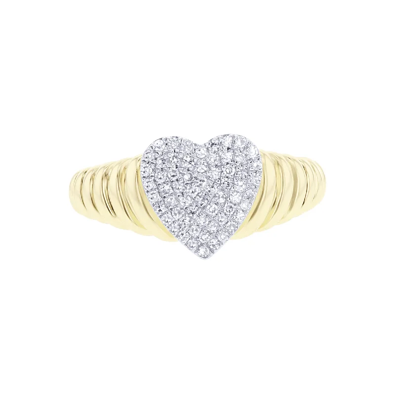 Fancy diamond engagement rings for women -Love Me Pave Heart Diamond Ring