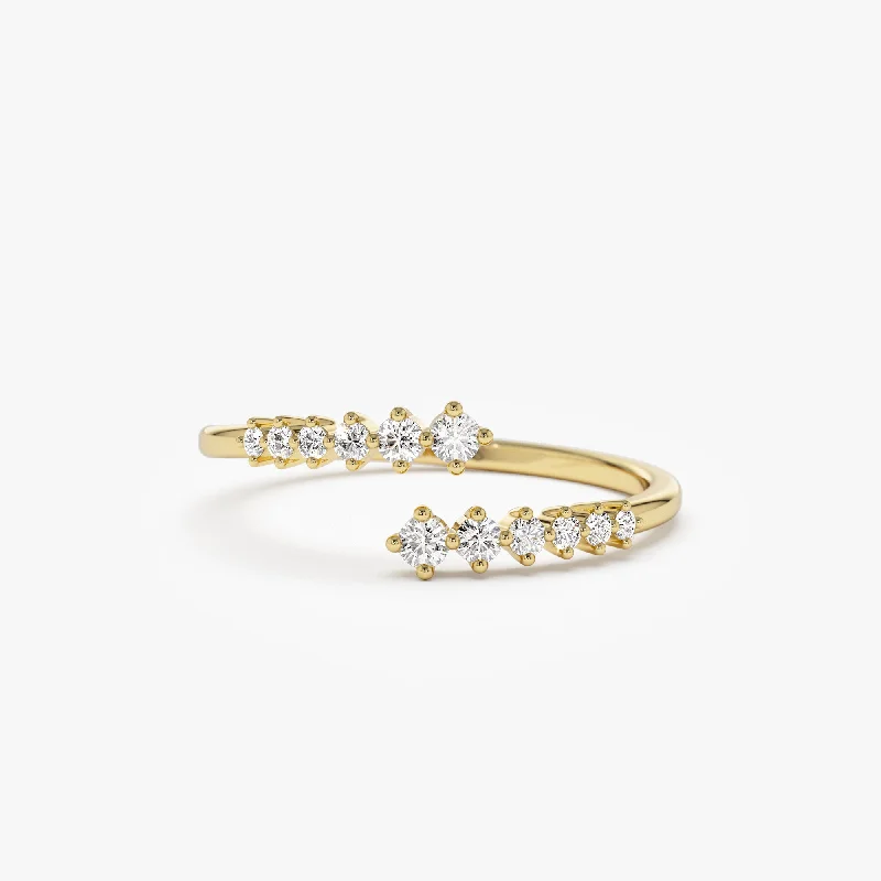 Unique setting engagement rings for women -14K Gold Wrapped Diamond Ring