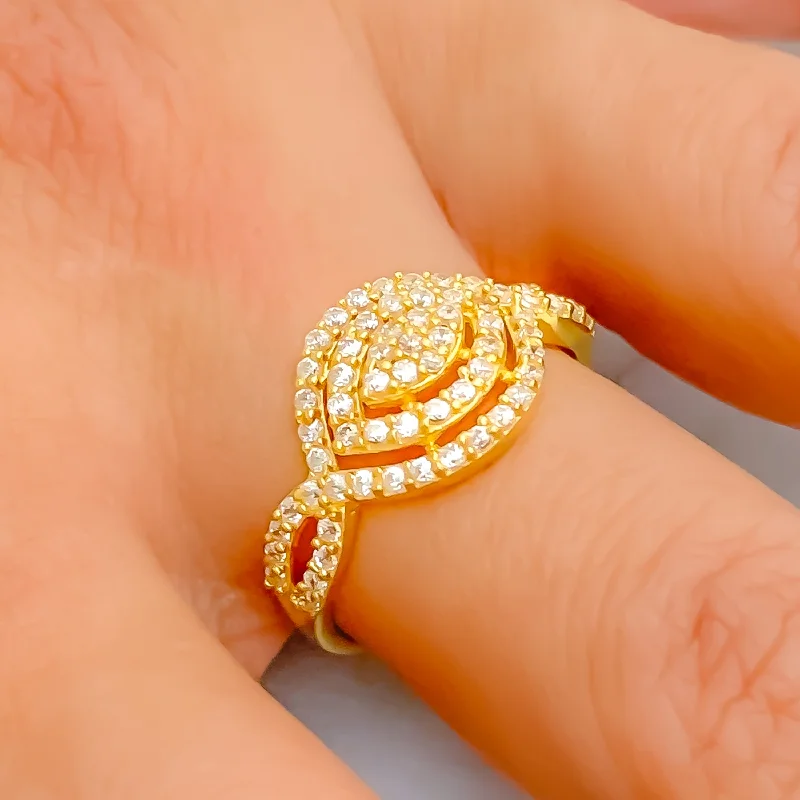 Promise rings for women -Traditional Timeless Marquise 22k Gold CZ Ring