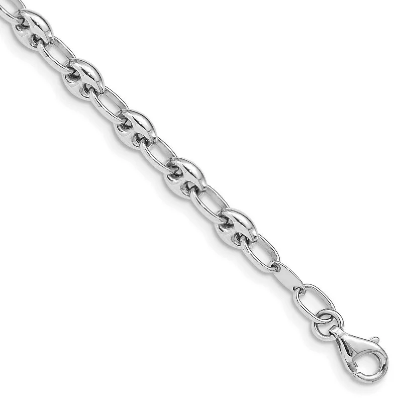 Gemstone bracelets for women -Curata 14k White Gold Polished Link Bracelet 7.5 Inch