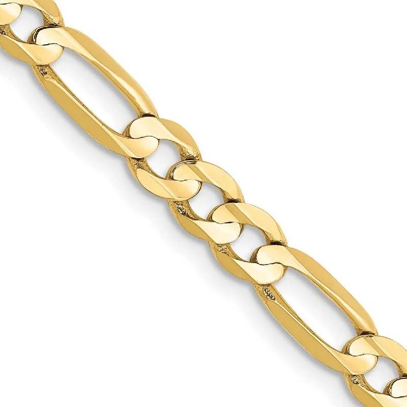 Statement bracelets for women -Curata 10k Yellow Gold Solid Polished Lobster Claw Closure Light Figaro Chain Bracelet - 8 Inch - 4.5mm - Lobster Claw