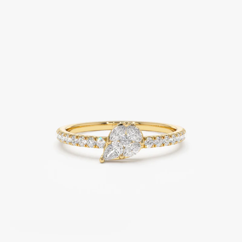 Vintage-inspired engagement rings for women -14k Pear Shape Illusion Setting Diamond Engagement Ring