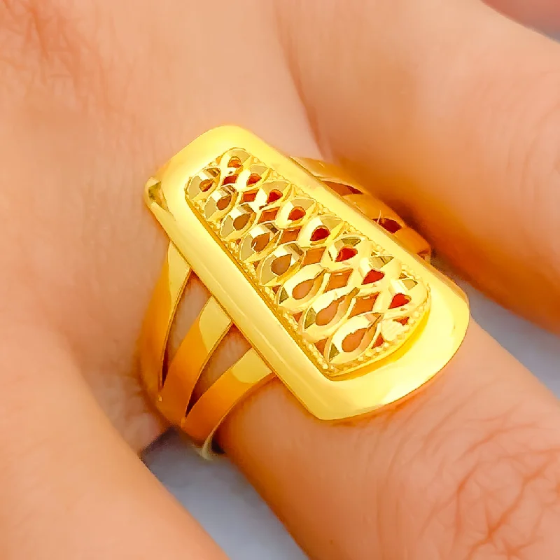 Designer fashion rings for women -Modest Blooming 22k Gold Ring