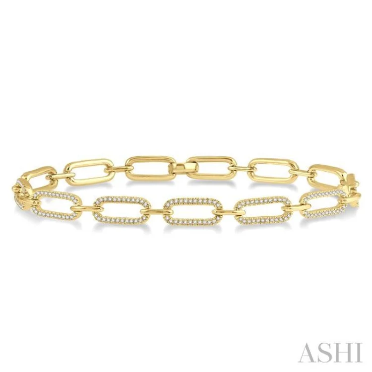 Stackable bracelets for women -1.00 ctw Round Cut Diamond Paperclip Bracelet in 14K Yellow Gold