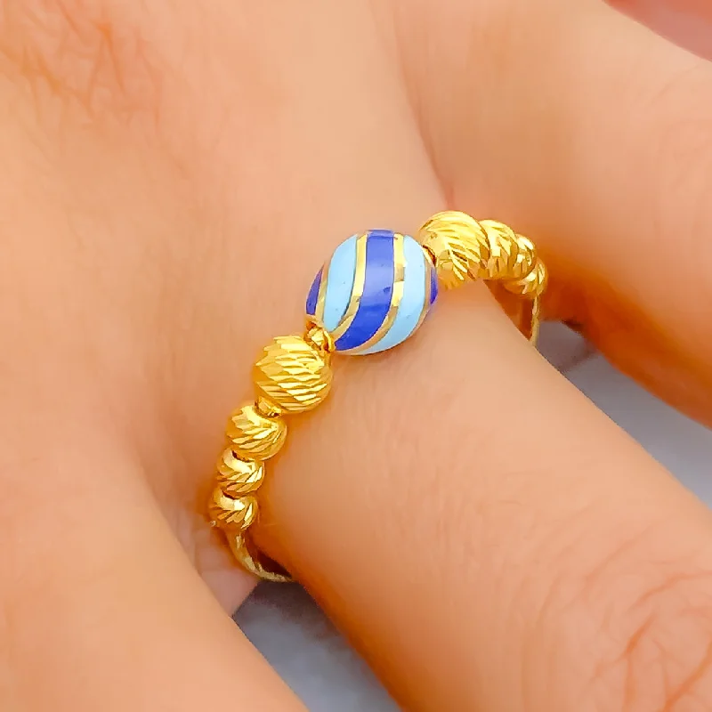 Heart-shaped rings for women -Artistic Colorful 21k Gold Ring