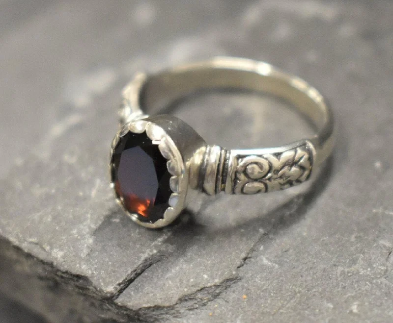 Affordable rings for women -Genuine Garnet Ring - Red Tribal Ring - January Birthstone Ring