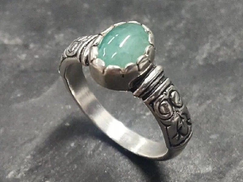 Engagement rings with sapphires for women -Boho Emerald Ring - Genuine Emerald Ring - Vintage Tribal Ring