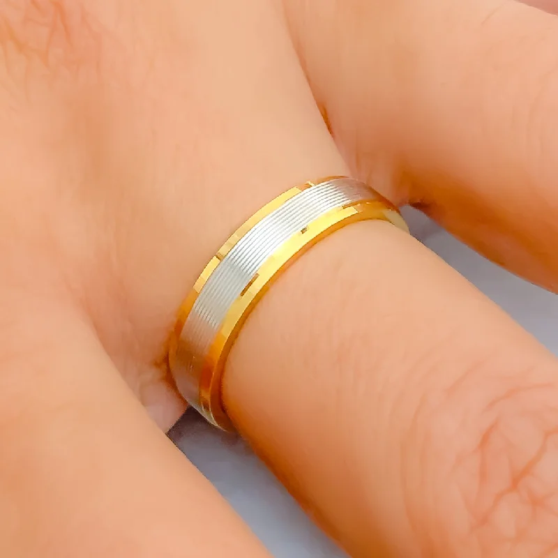 Cocktail rings for women -Minimalist Chic Two-Tone 22k Gold Band