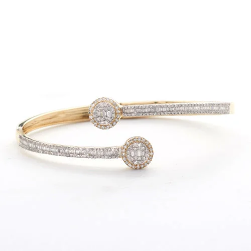 Friendship bangles for women -14KY 1.40CTW DIAMOND CUFF BRACELET - BAGUETTE &