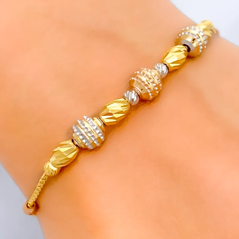 Simple bracelets for women -Upscale Jazzy 22k Gold Orb Bracelet