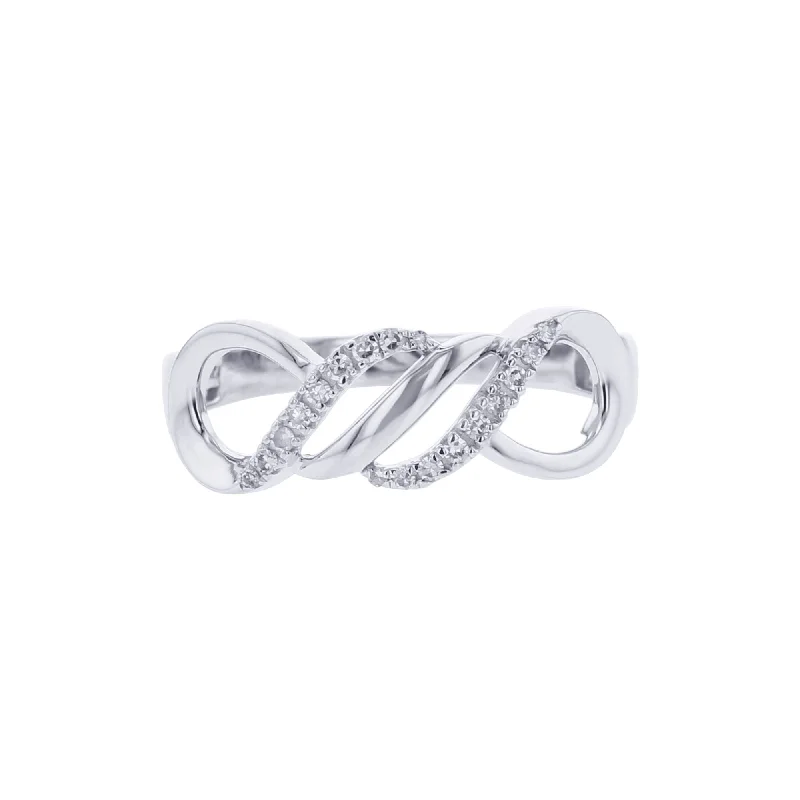 Custom engagement rings for women -Silver Infinite Flourish Diamond Ring