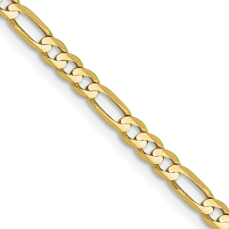 Elegant bangles for women -Curata 10k Yellow Gold Solid Polished Lobster Claw Closure 3.0mm Figaro Chain Bracelet - 8 Inch - Lobster Claw