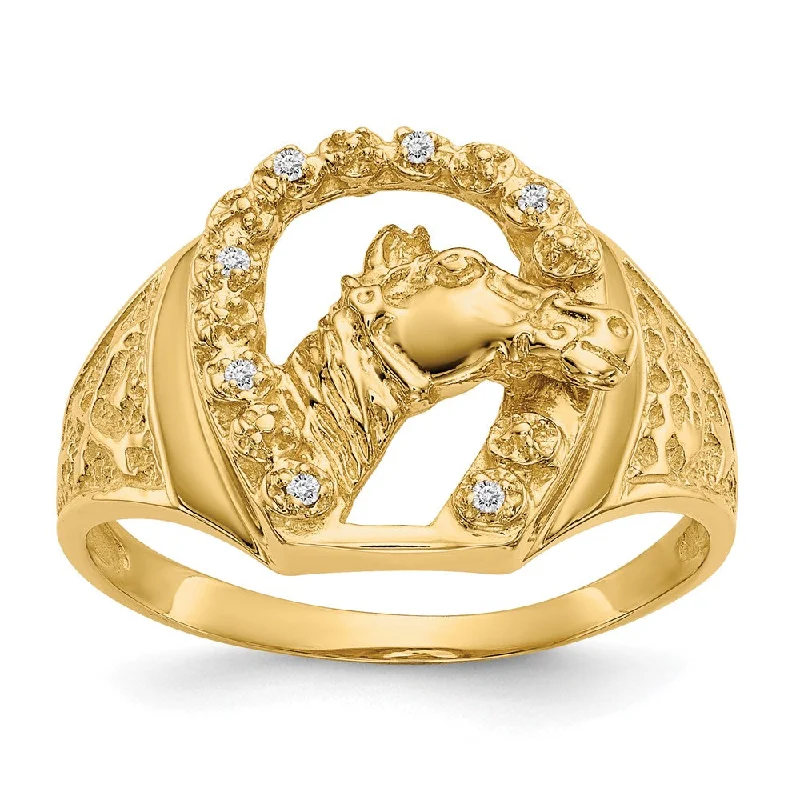 Oval rings for women -Solid 14k Yellow Gold VS Simulated CZ men's Ring