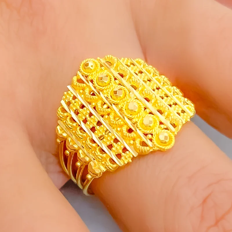 Bridal rings for women -Delightful Hexagonal 22K Gold Ring