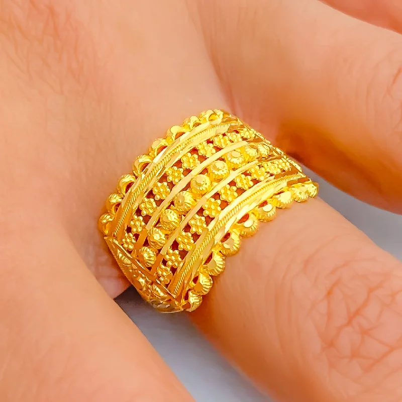 Unique wedding rings for women -Exclusive Rectangular 22K Gold Ring