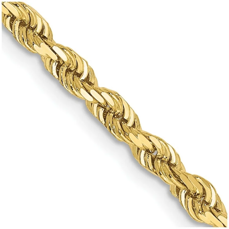 Handcrafted bangles for women -Curata 10k Yellow Gold Solid3.35mm Sparkle Cut Quadruple Rope Chain Bracelet