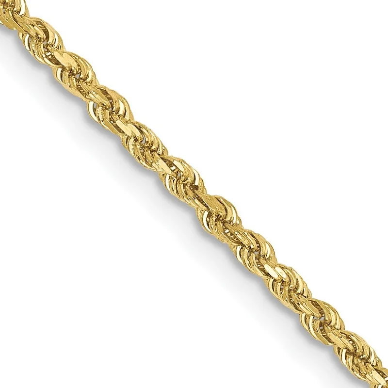 Infinity bangles for women -Curata 10k Yellow Gold Solid 2mm Handmade Sparkle Cut Rope Chain Bracelet 8 Inch Lobster Claw