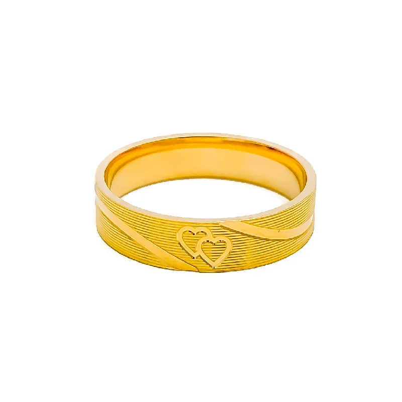 Vintage-inspired rings for women -Ornate Heart 22k Gold Band