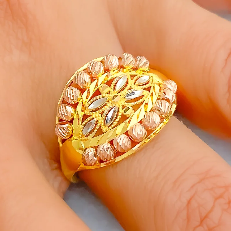 Luxury gemstone rings for women -Vibrant Charming 22k Gold Ring