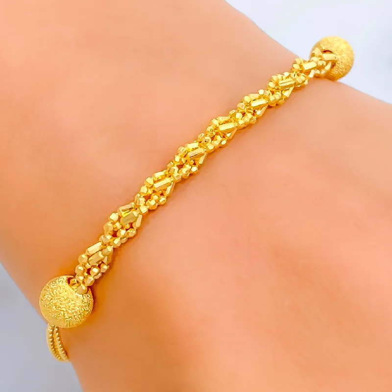 Custom bangles for women -Intricate Charming 22k Gold Bracelet