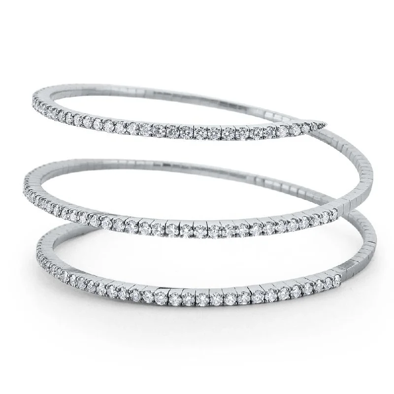 Simple silver bangles for women -Diamond “Slinkie” Spiral Wrap Bracelet Set in 14 Kt. Gold