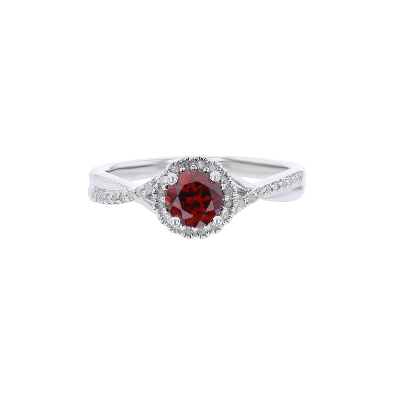 Engagement rings with sapphires for women -Silver Sweet Treat Garnet & Diamond Ring