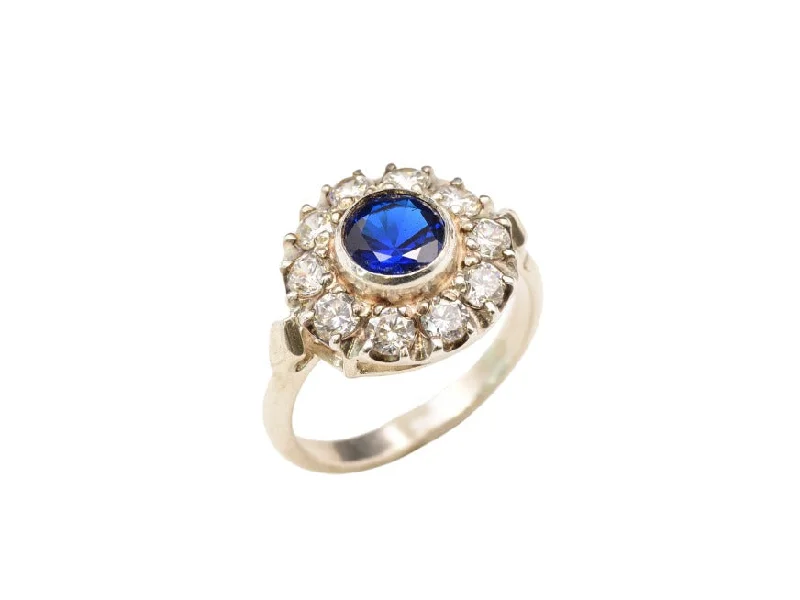 Luxury rings for women -Flower Sapphire Ring - Blue Victorian Ring - Vintage Statement Ring