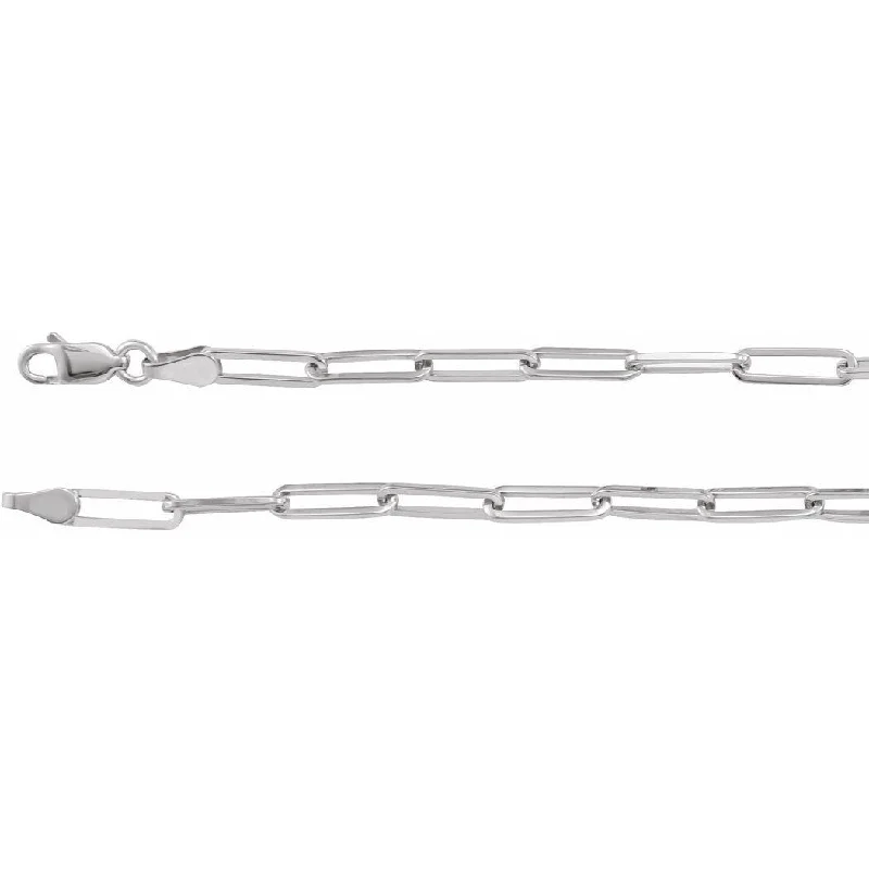 Vintage bracelets for women -Curata 14k White Gold 7 Inch Polished Flat Cable Chain Bracelet With Lobster Clasp