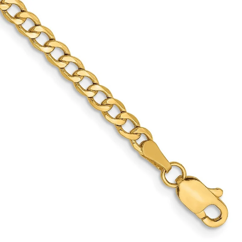 Wedding bracelets for women -Curata 14k 2.85mm Semi-solid Curb Link Chain Bracelet - 7 Inch