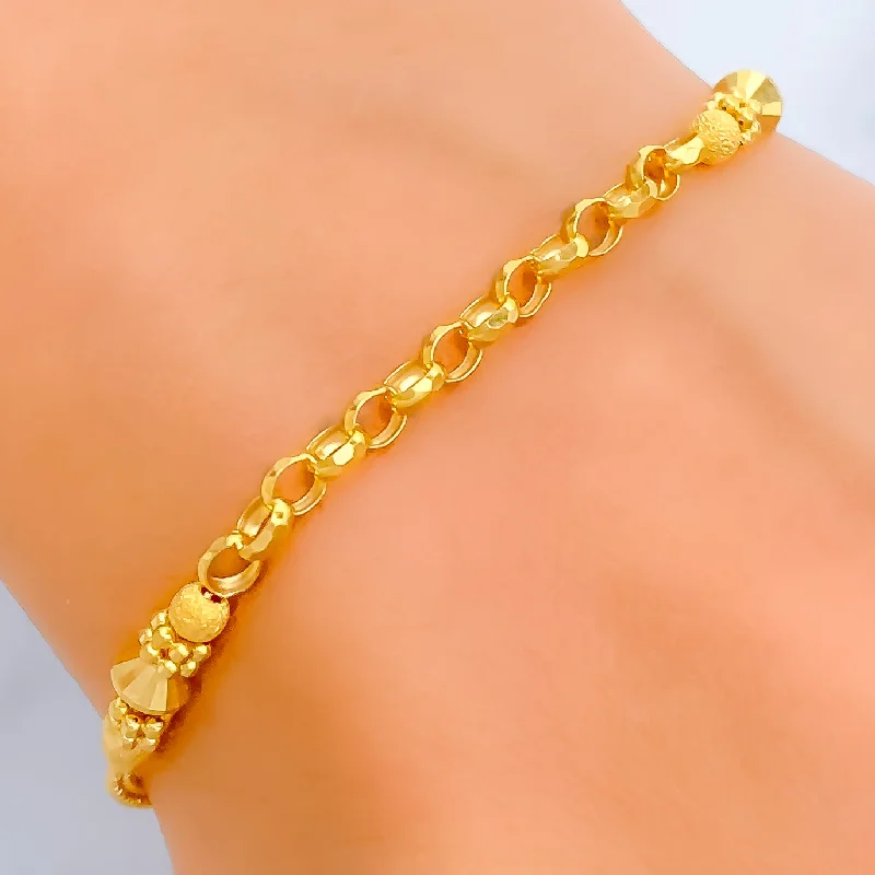 Simple gold bracelets for women -Charming Interlinked 22k Gold Bracelet