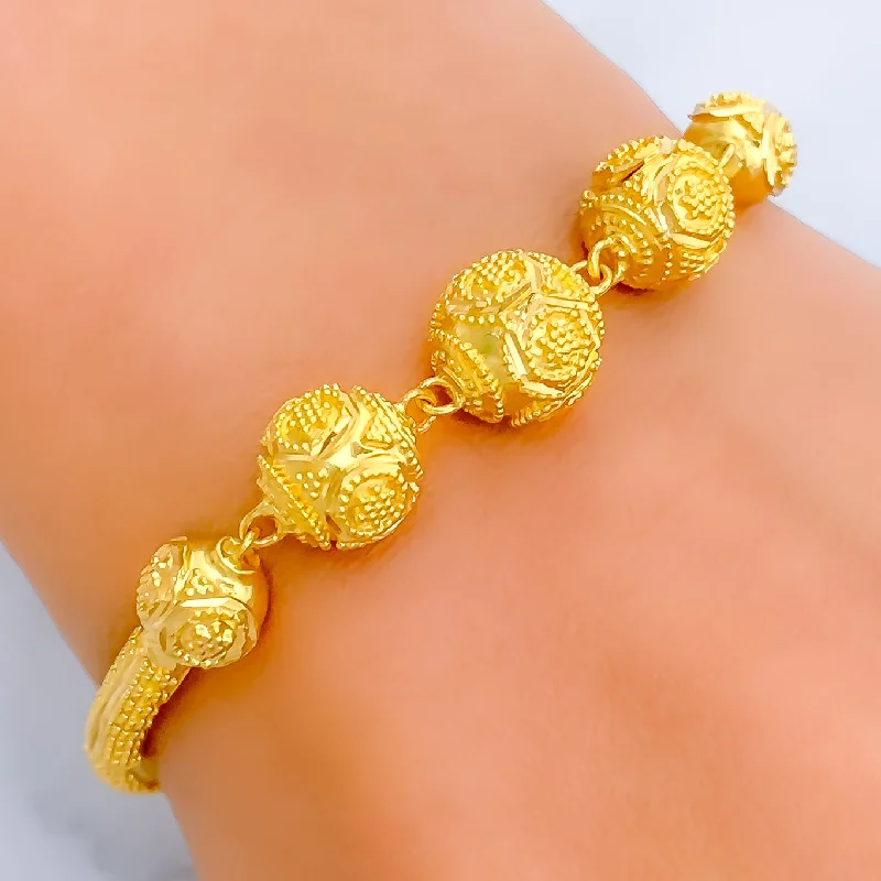 Large cuff bracelets for women -Radiant Beadwork 22k Gold Flexi Bangle Bracelet