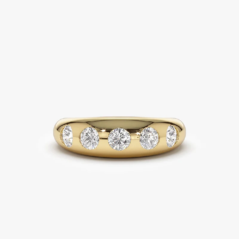 High-end engagement rings for women -14k Dome Chunky Statement Diamond Ring