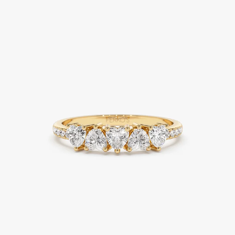 Affordable engagement rings for women -14k Heart Shaped Diamond Ring w/ Pave Diamonds