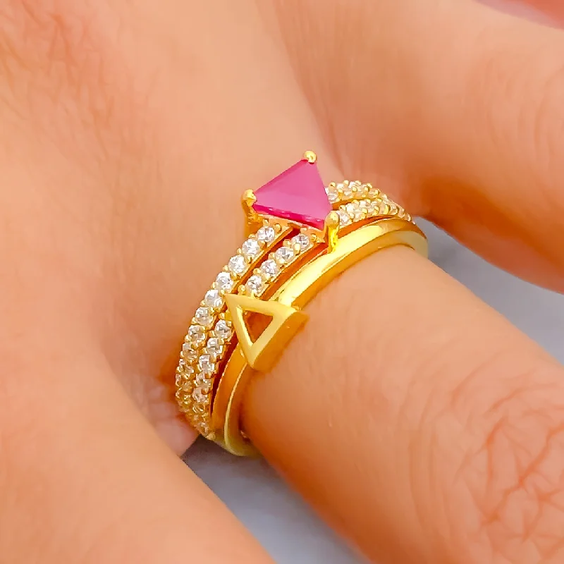 Simple gold rings for women -Graceful Exquisite 22k Gold CZ Ring