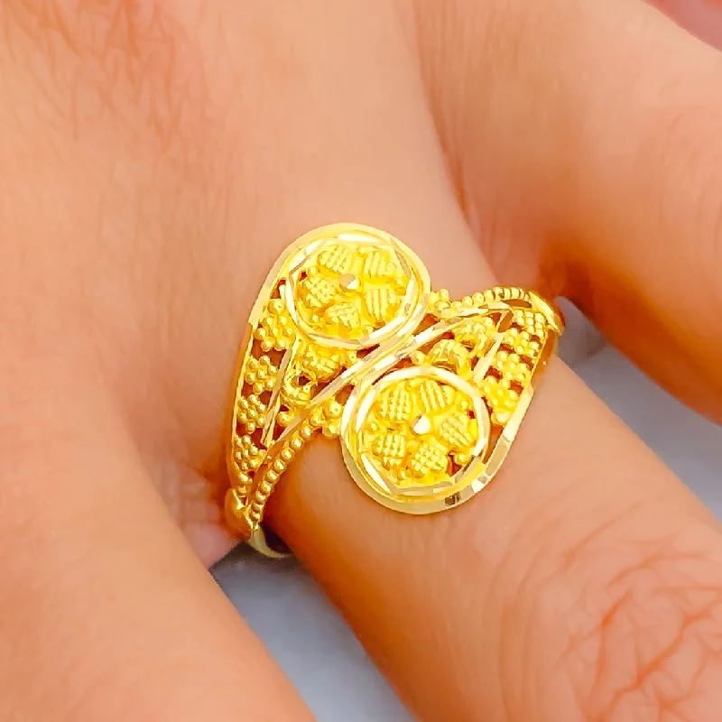 Modern rings for women -Sparkling Jazzy 22K Gold Ring