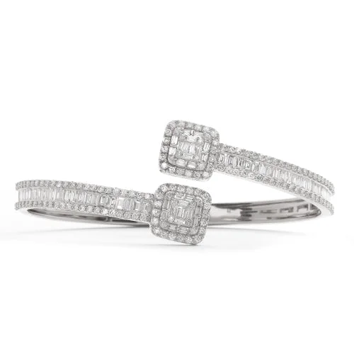 Wedding bracelets for women -14KW 4.25CTW DIAMOND CUFF BRACELET - BAGUETTE &