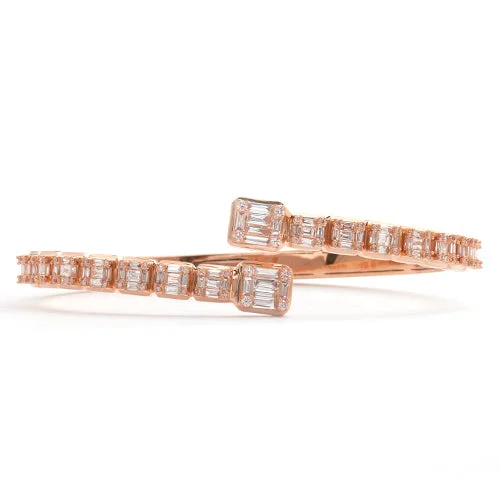 Simple bracelets for women -14KR 3.00CTW DIAMOND CUFF BRACELET - BAGUETTE &