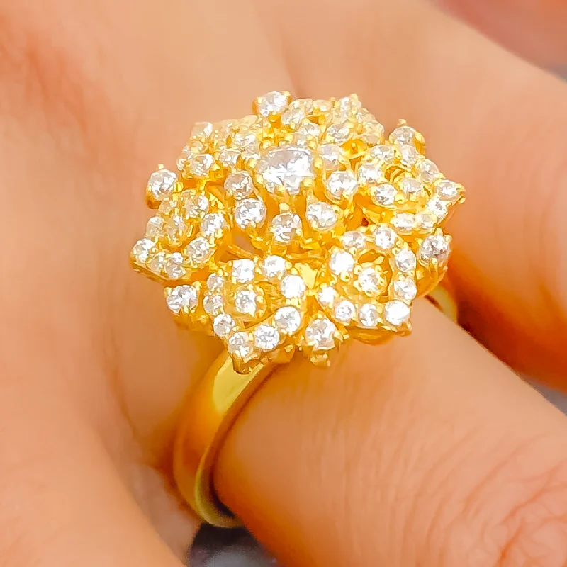 Engagement rings with diamond accents for women -Striking Elegant 22k Gold CZ Statement Ring