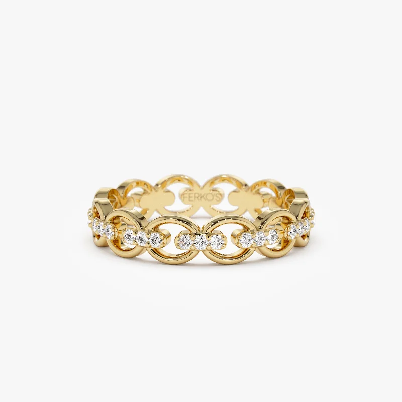 Large diamond engagement rings for women -14k Gold Full Eternity Diamond Link Ring